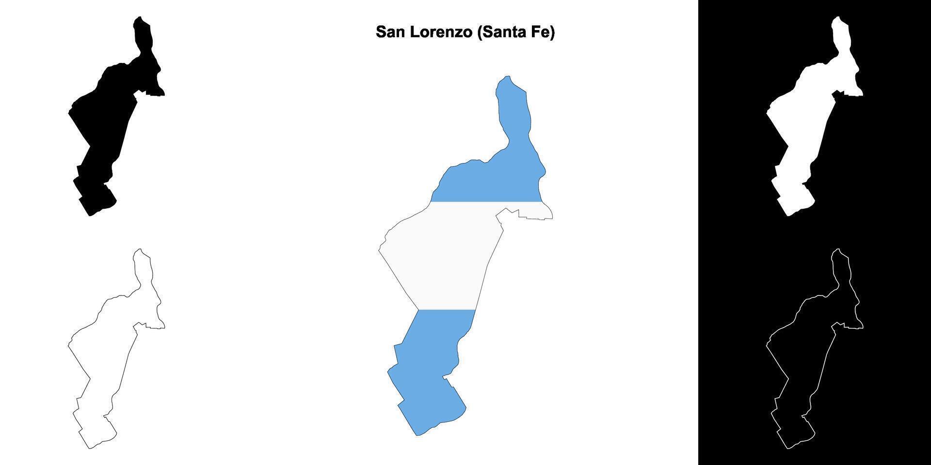 San Lorenzo department, Santa Fe outline map set vector