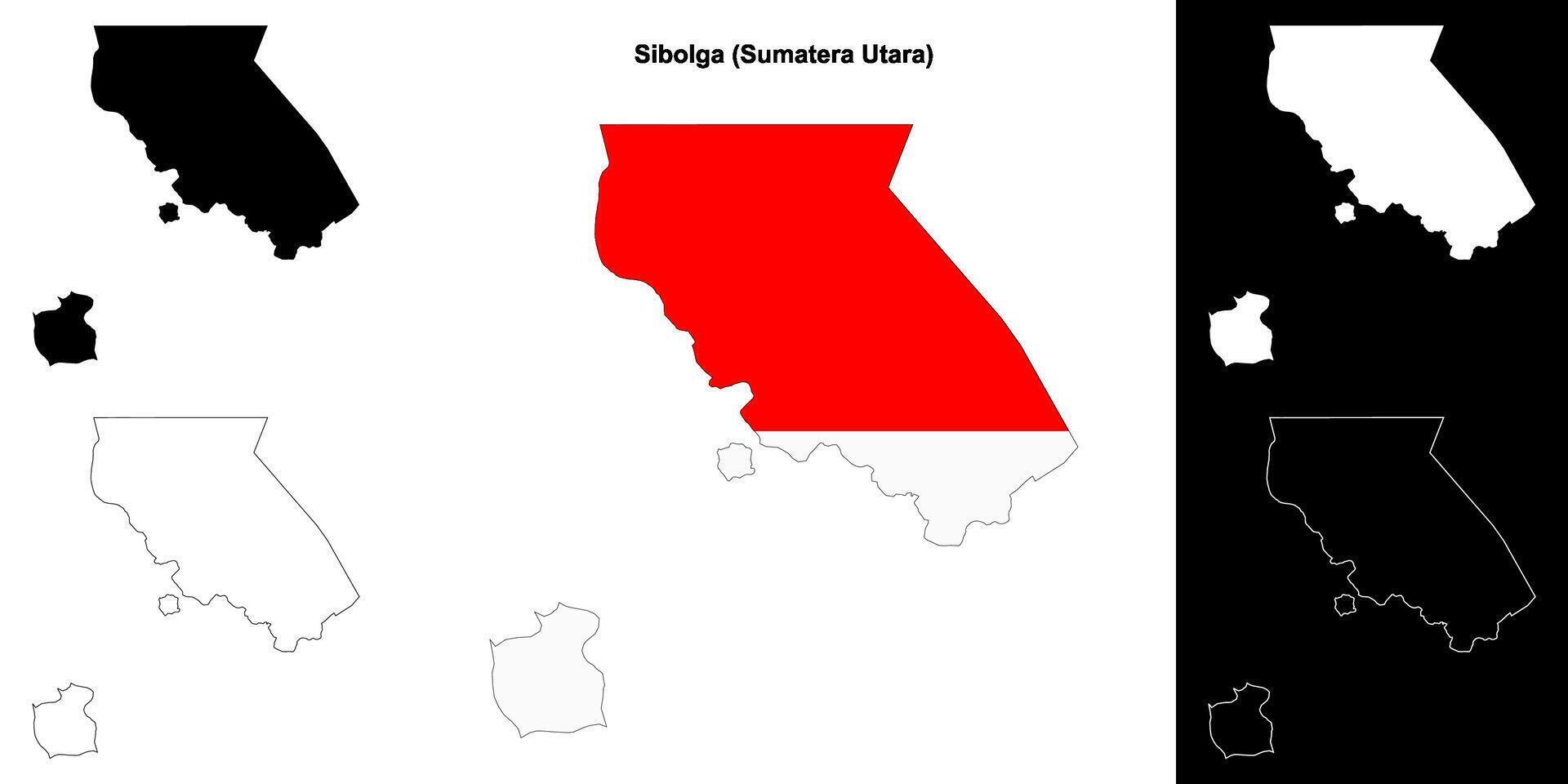 Sibolga blank outline map set vector