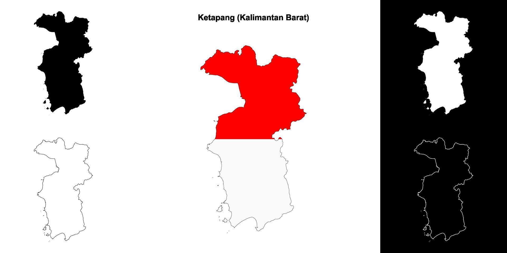 Ketapang blank outline map set vector