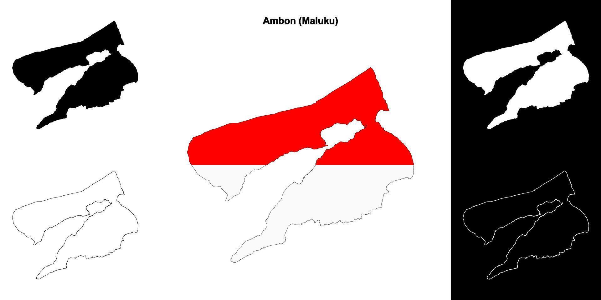 Ambon blank outline map set vector