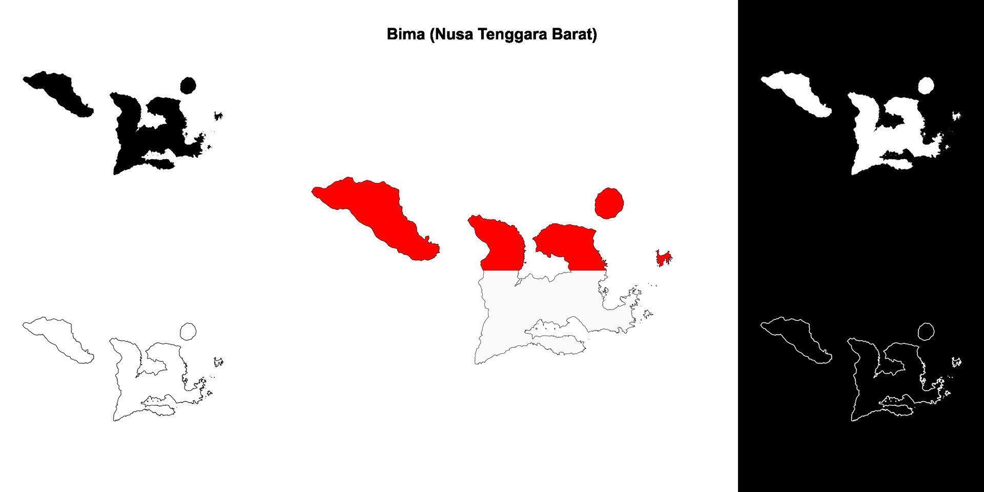 Bima blank outline map set vector