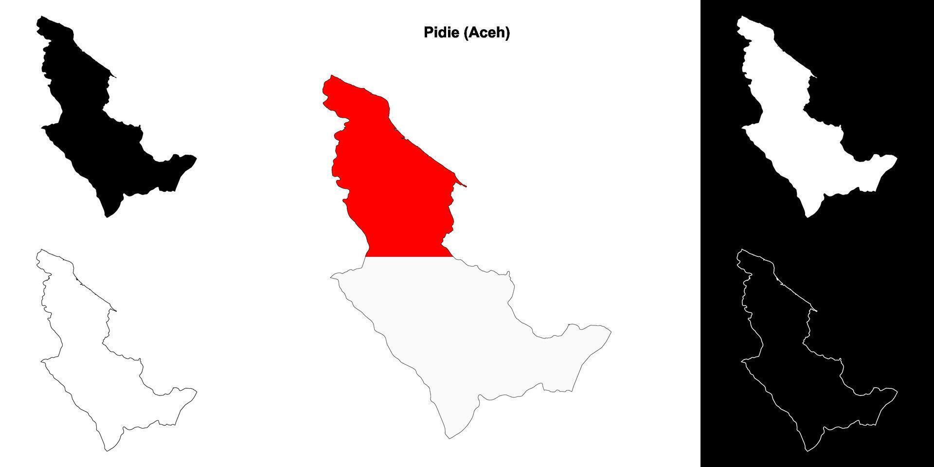 Pidie blank outline map set vector