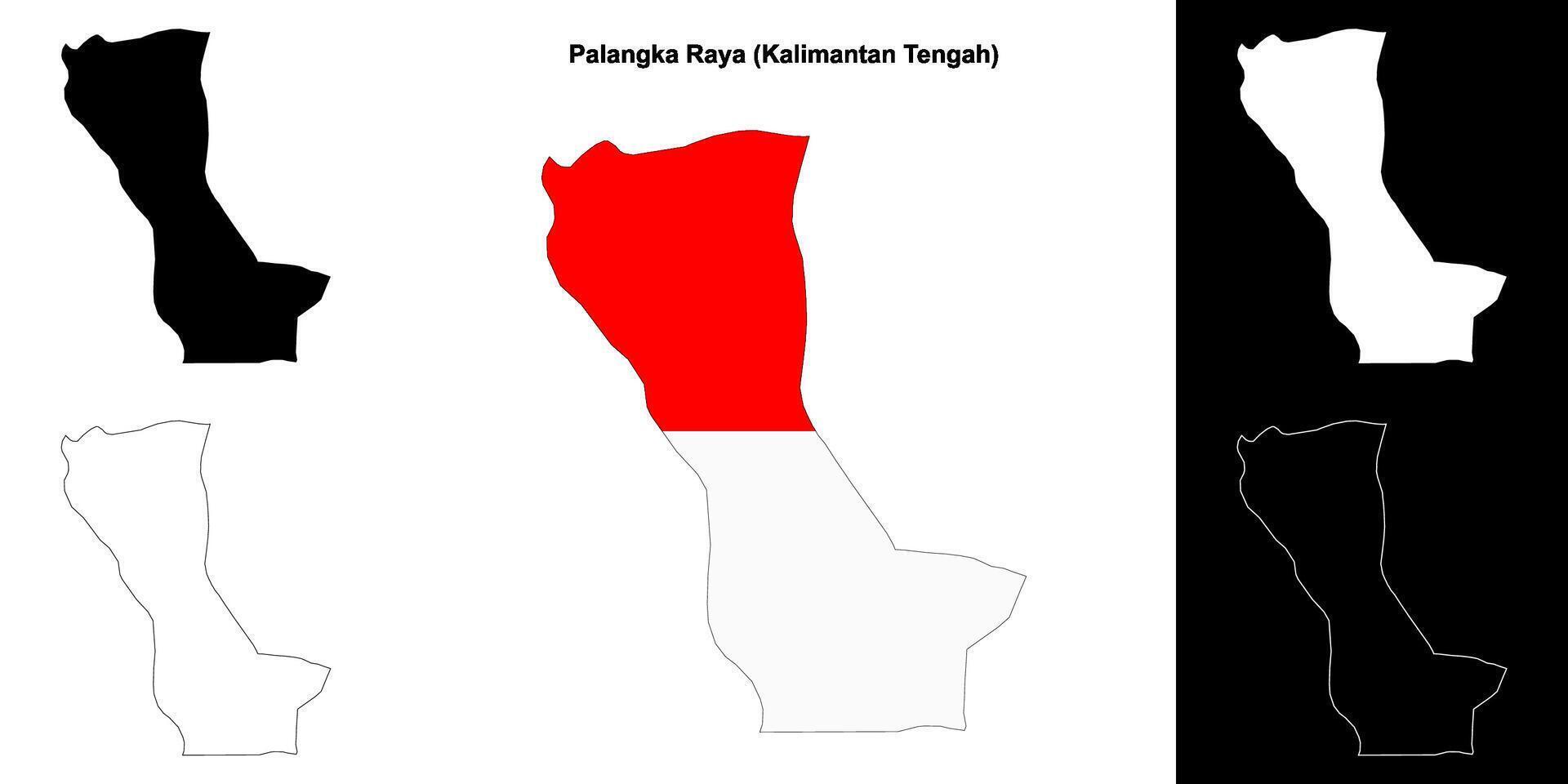 Palangka Raya blank outline map set vector