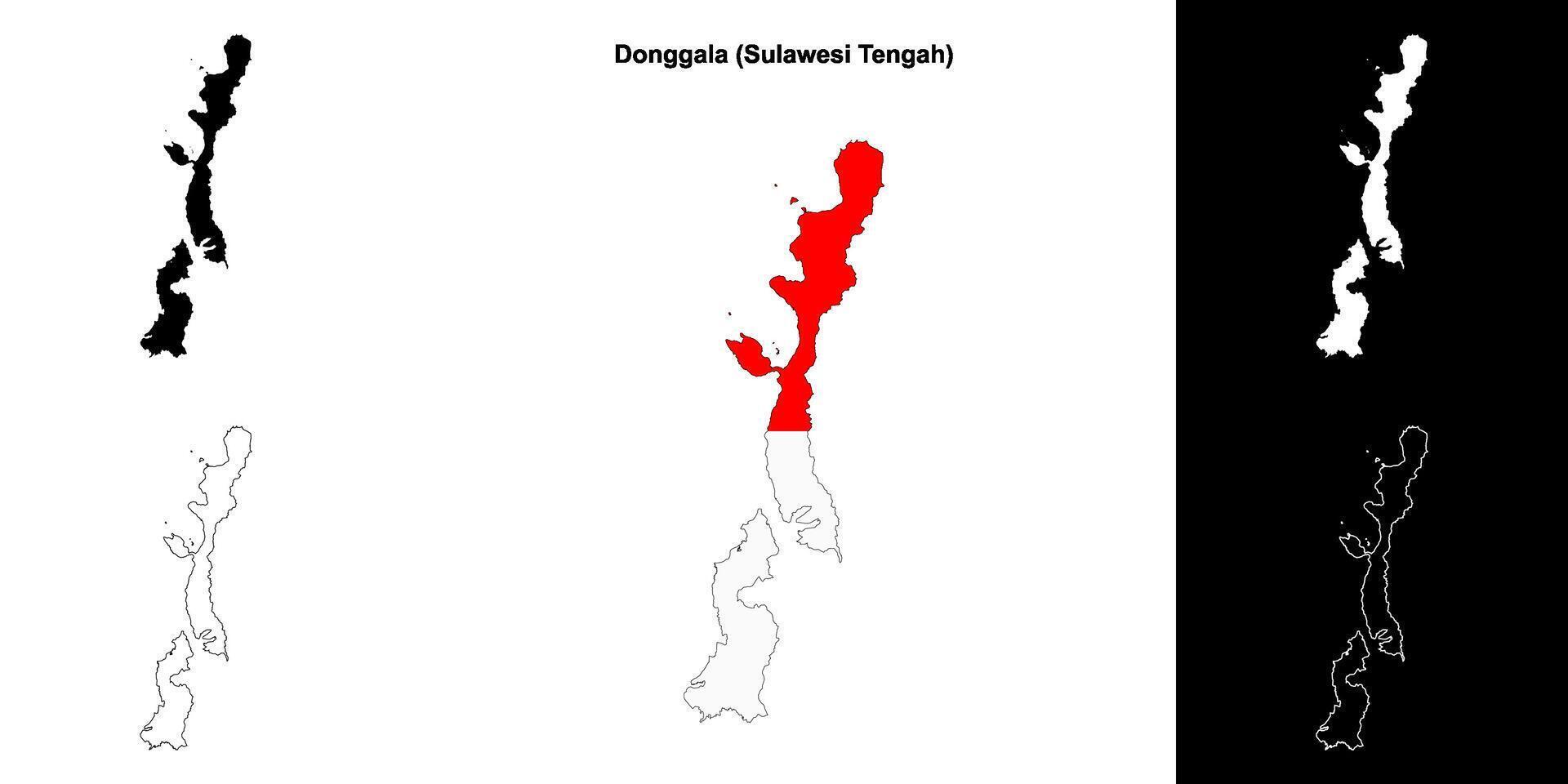 Donggala blank outline map set vector