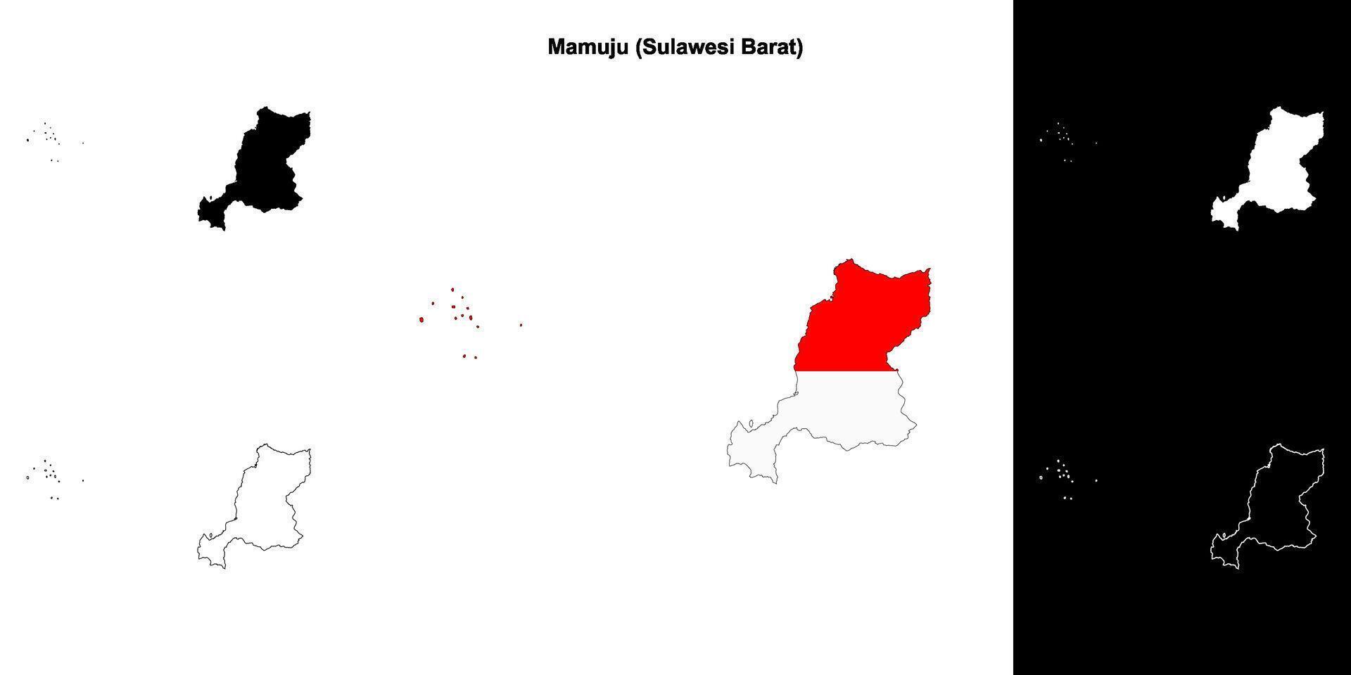 Mamuju blank outline map set vector