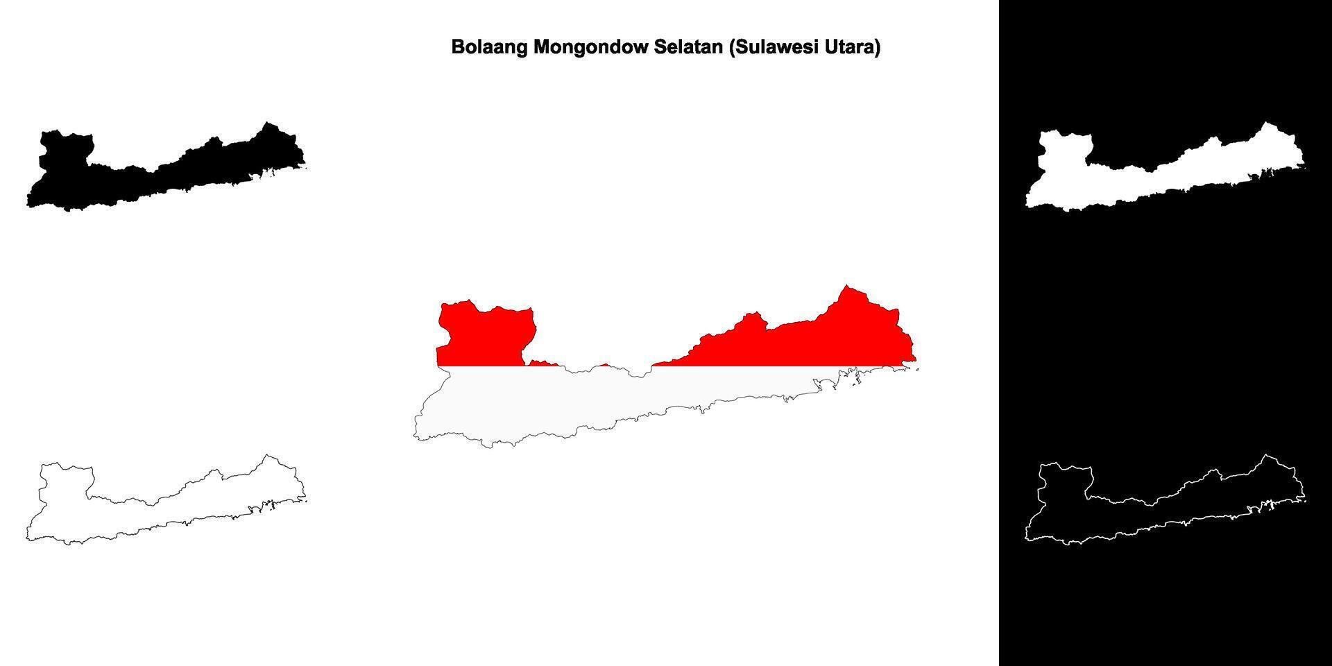 Bolaang Mongondow Selatan blank outline map set vector