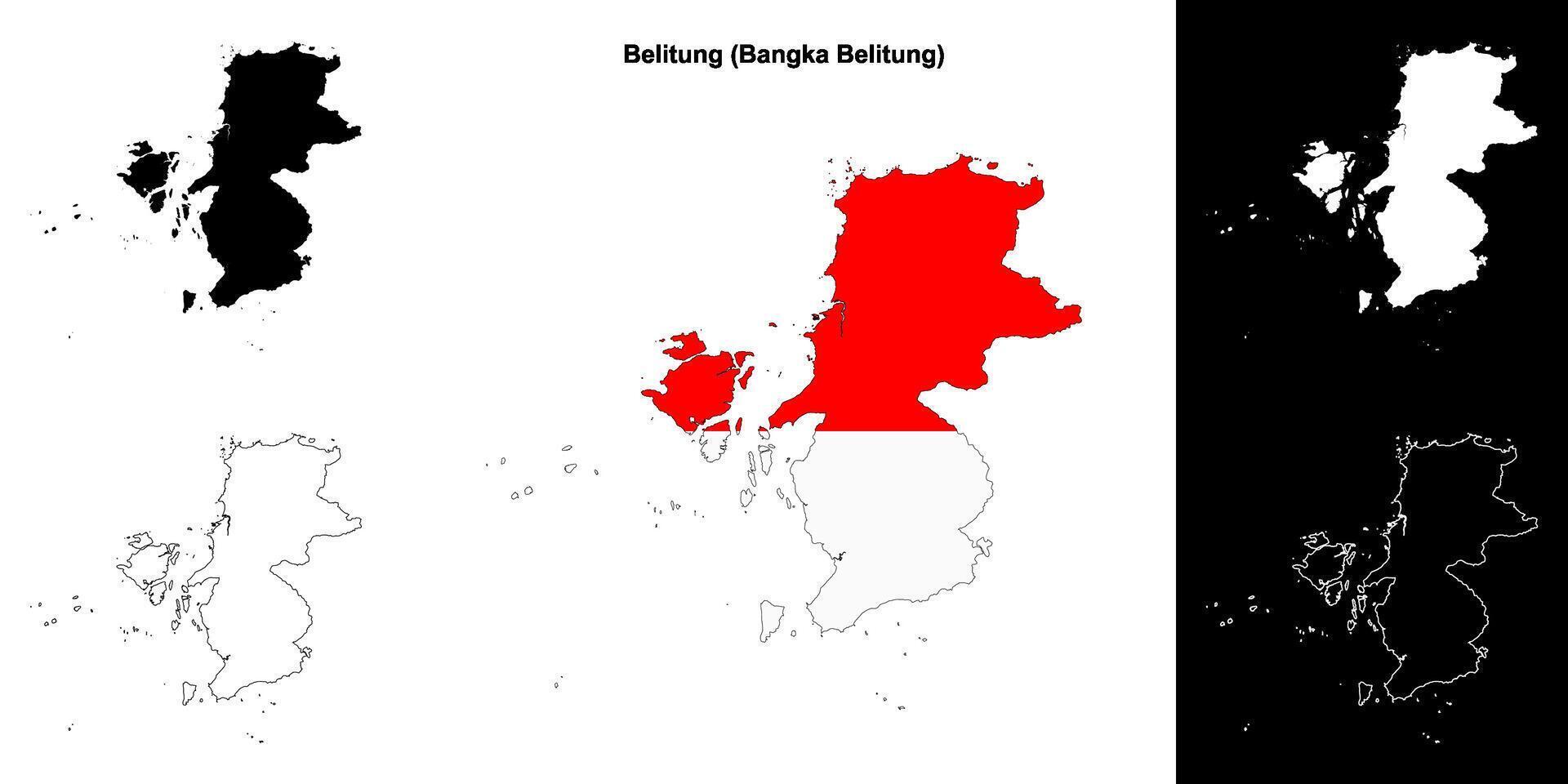 Belitung blank outline map set vector