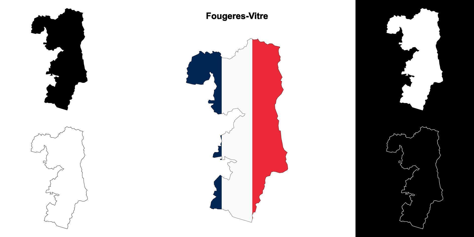 Fougeres-Vitre arrondissement outline map set vector
