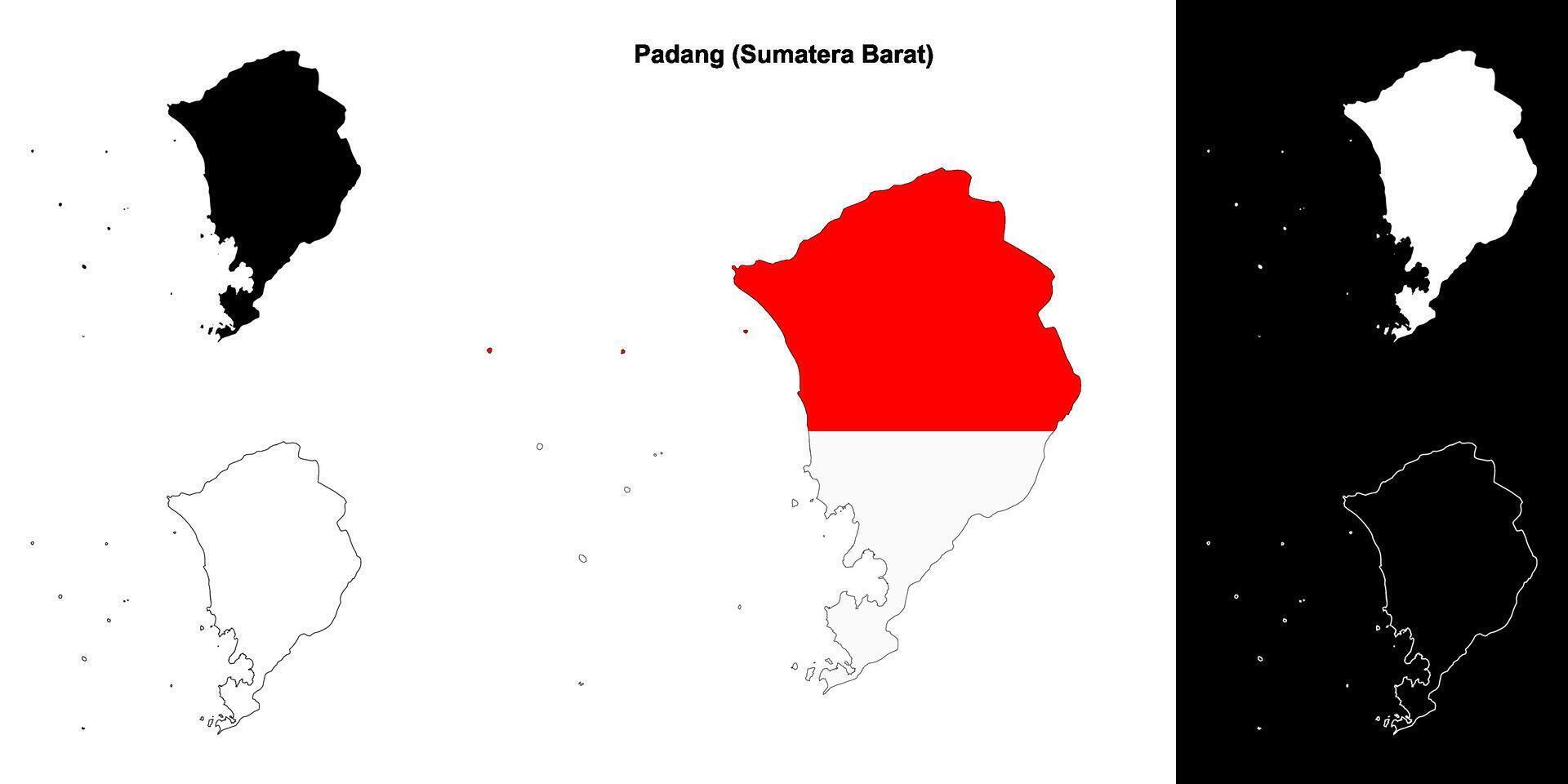 Padang blank outline map set vector