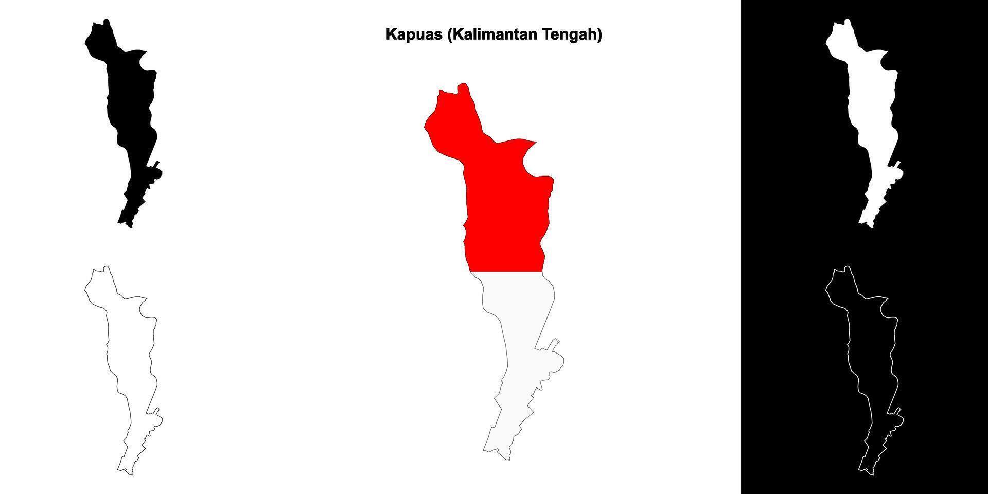 Kapuas blank outline map set vector