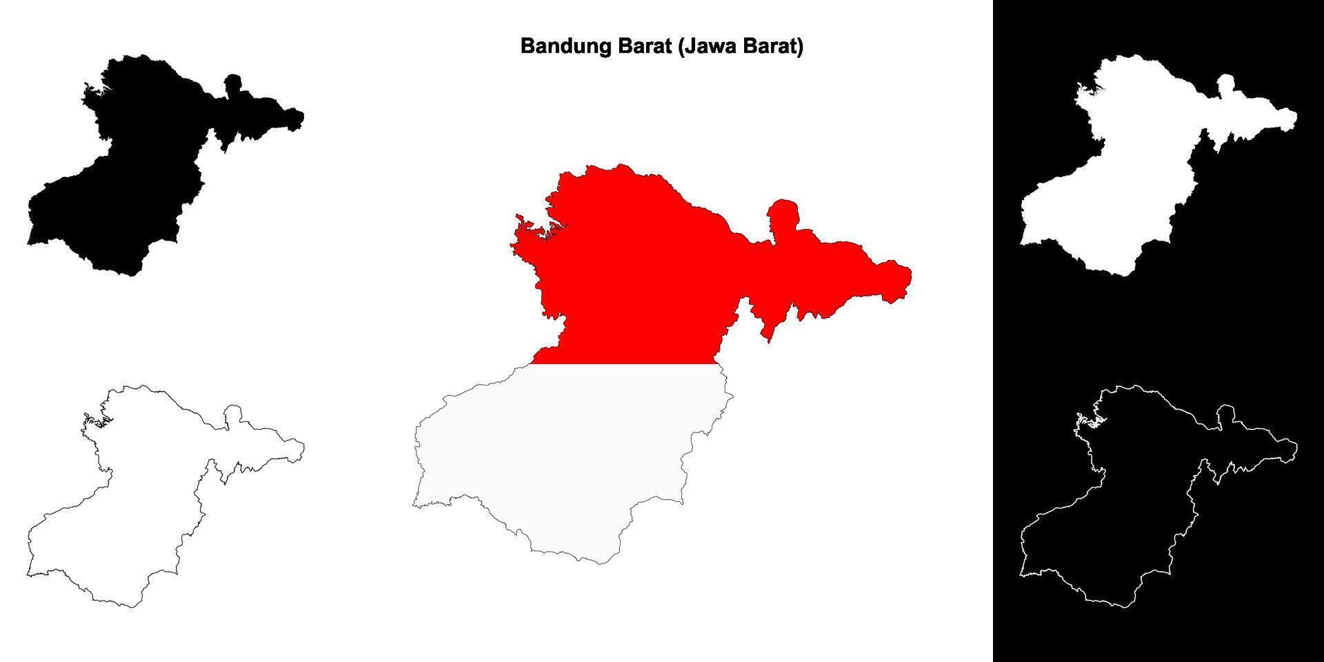 Bandung Barat blank outline map set vector
