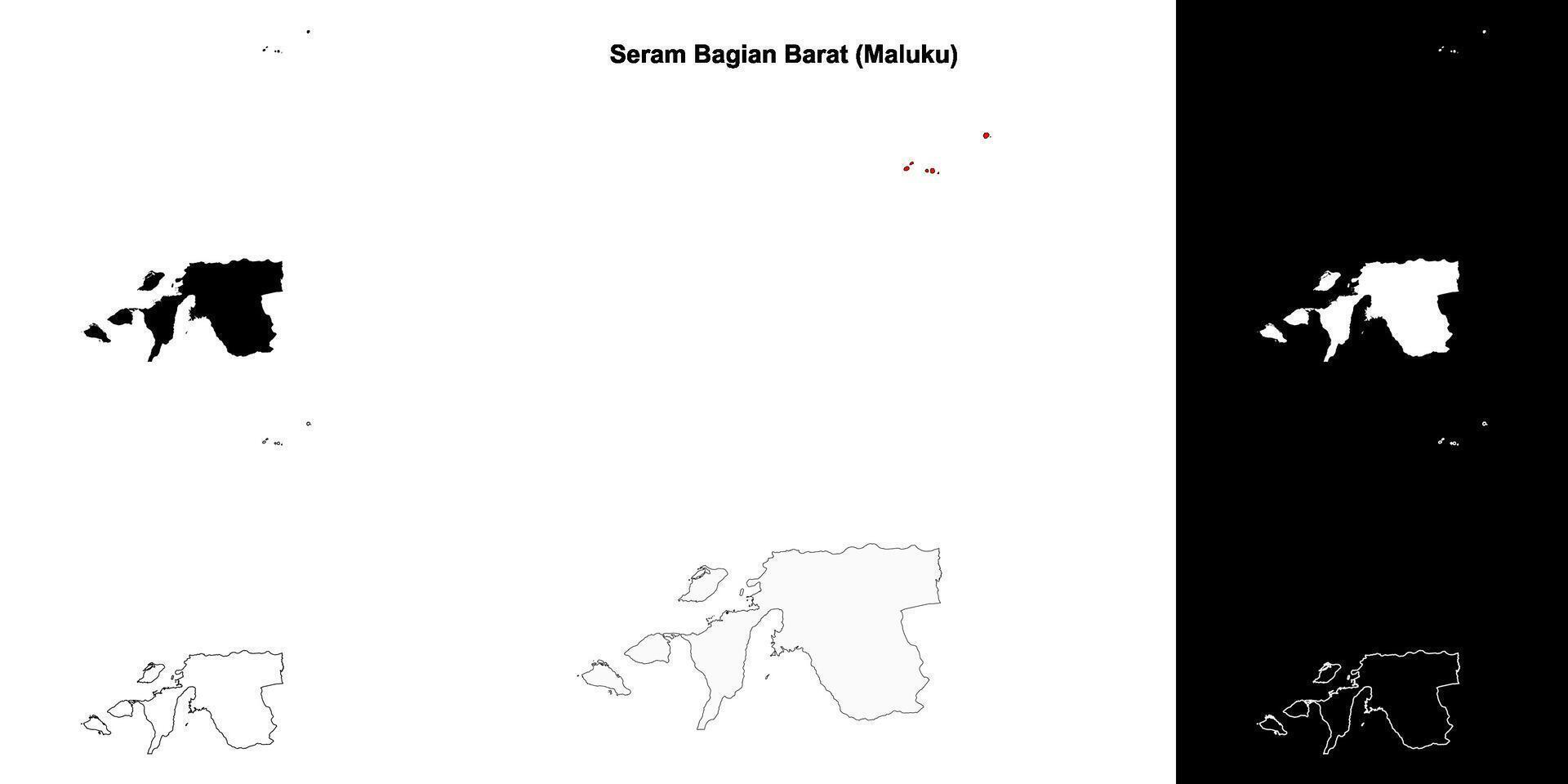 Seram Bagian Barat blank outline map set vector