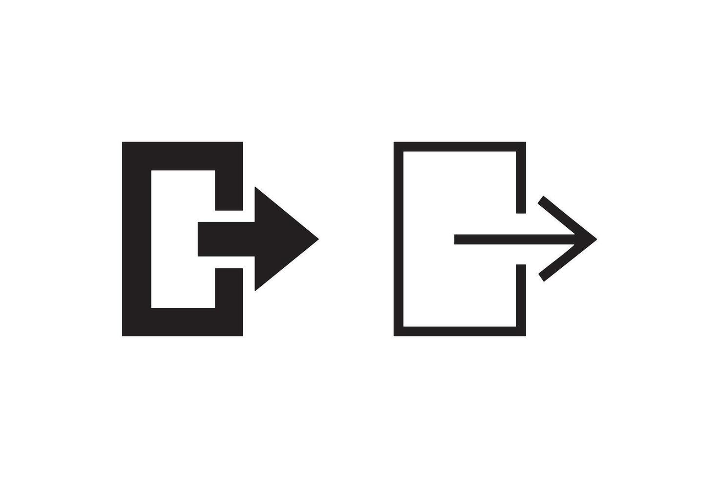 Logout Icon Set Exit Arrow Symbol Minimalist Illustration vector