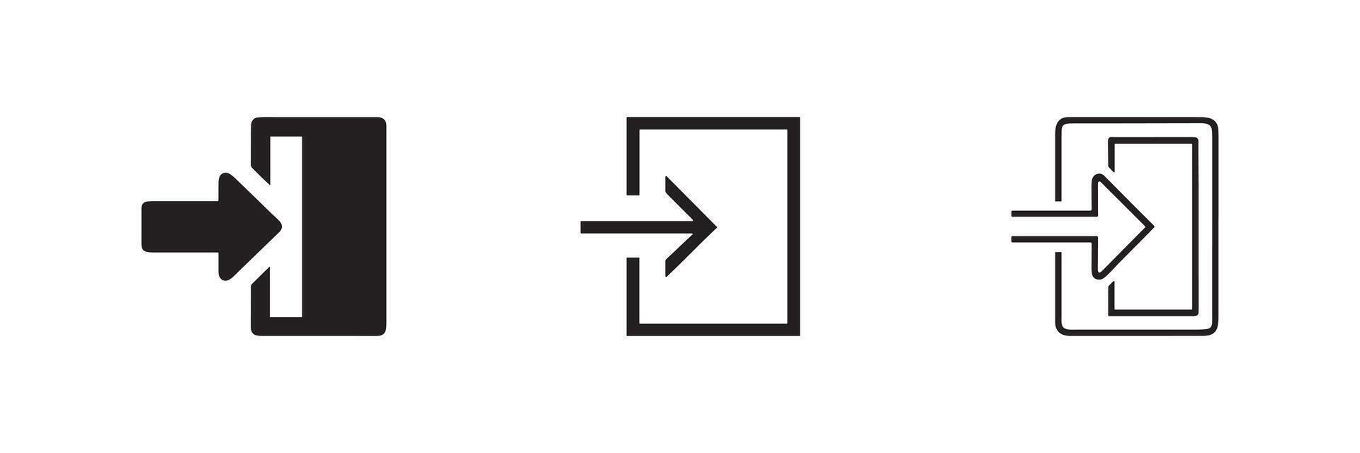 Login Icon Set Entry Arrow Symbol Minimalist Illustration vector
