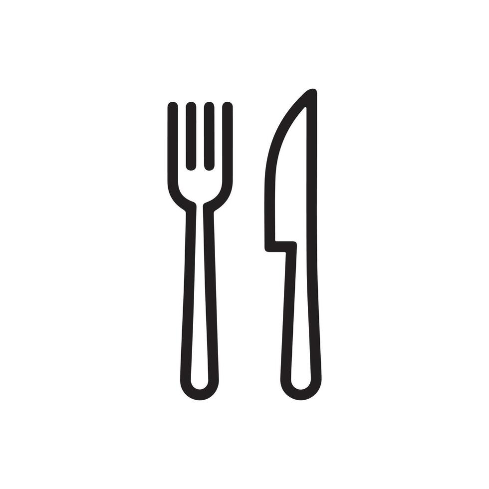 Minimalist Fork and Knife Line Art Icon for Dining and Culinary Themes vector