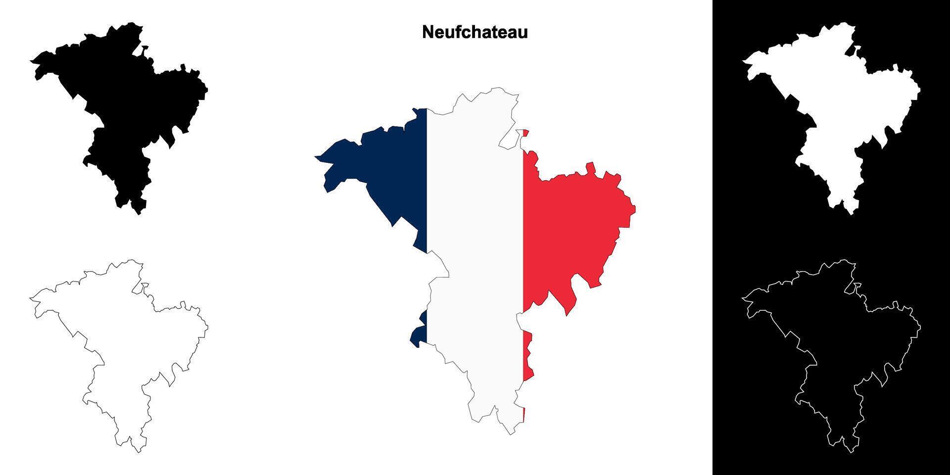 Neufchateau, France arrondissement outline map set vector