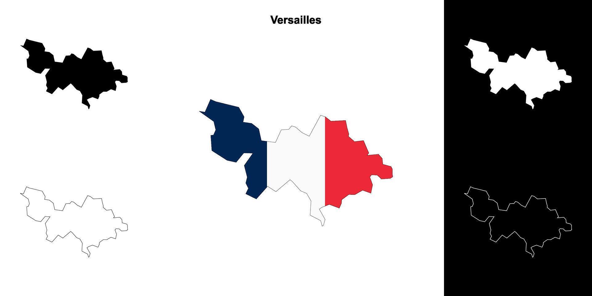 Versailles arrondissement outline map set vector