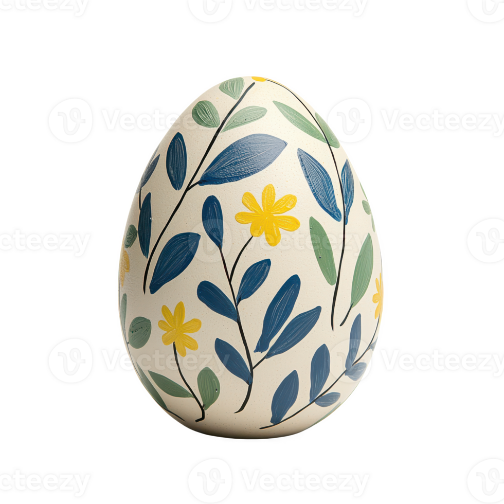 Colorful decorative egg with floral patterns, symbolizing spring and creativity. png