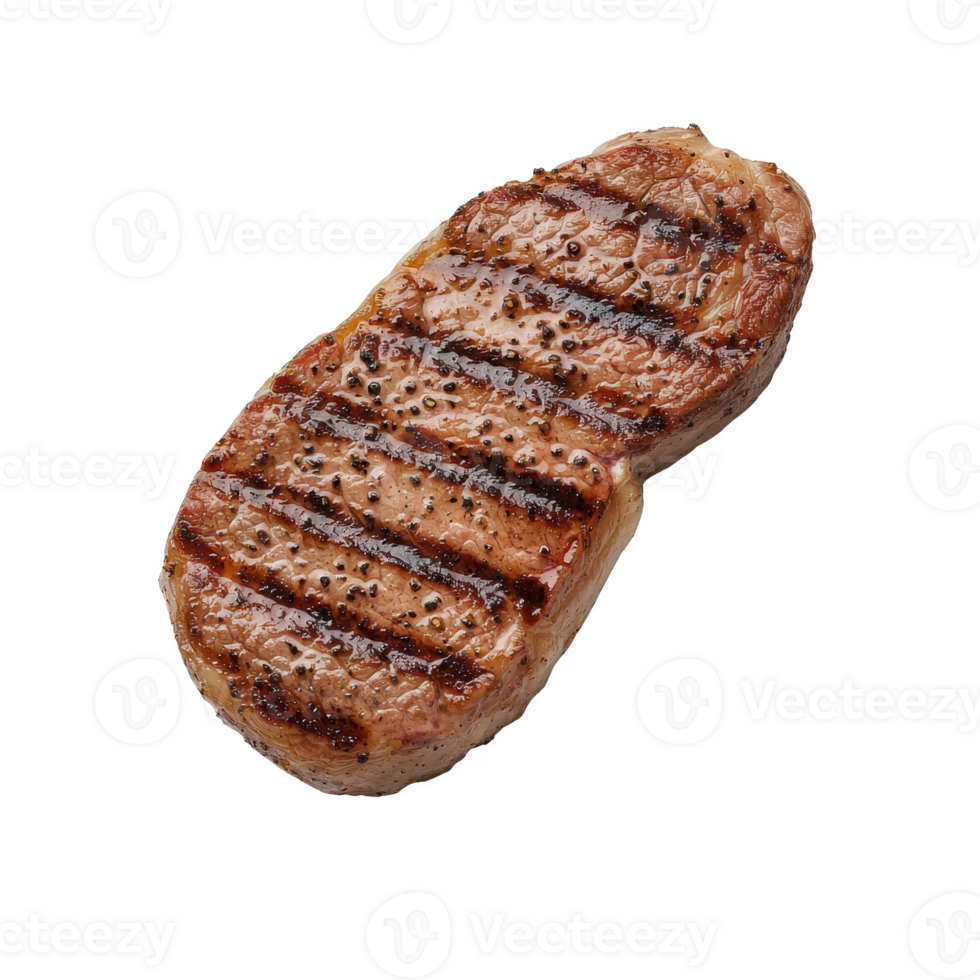A perfectly grilled steak showcasing marbled texture and delicious grill marks. png