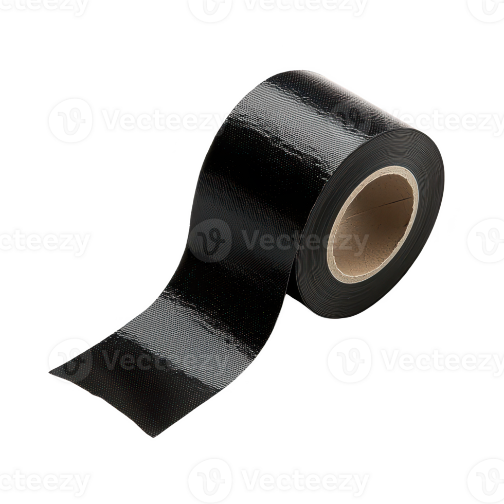 A roll of black adhesive tape for various industrial and household uses. png