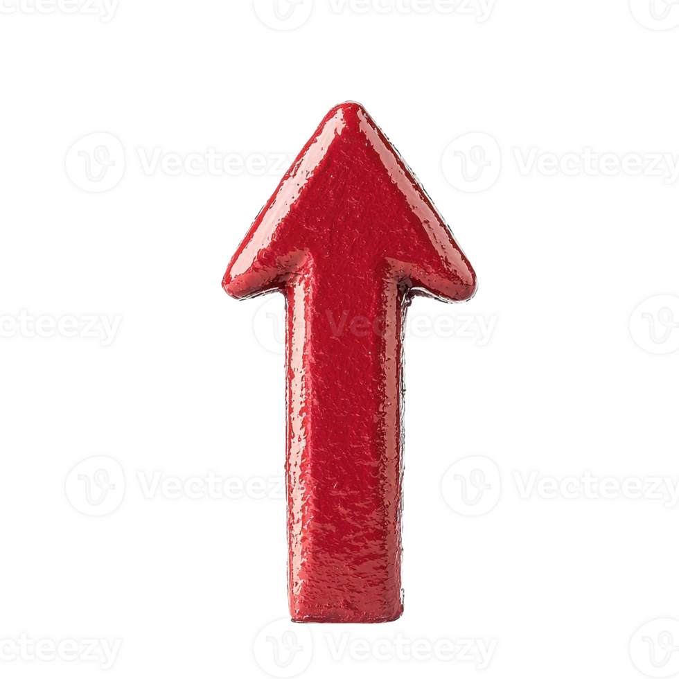 A vibrant red arrow pointing upwards, symbolizing progress and direction. png