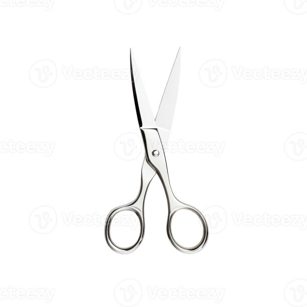 A pair of silver scissors on a plain background for crafting and office use. png