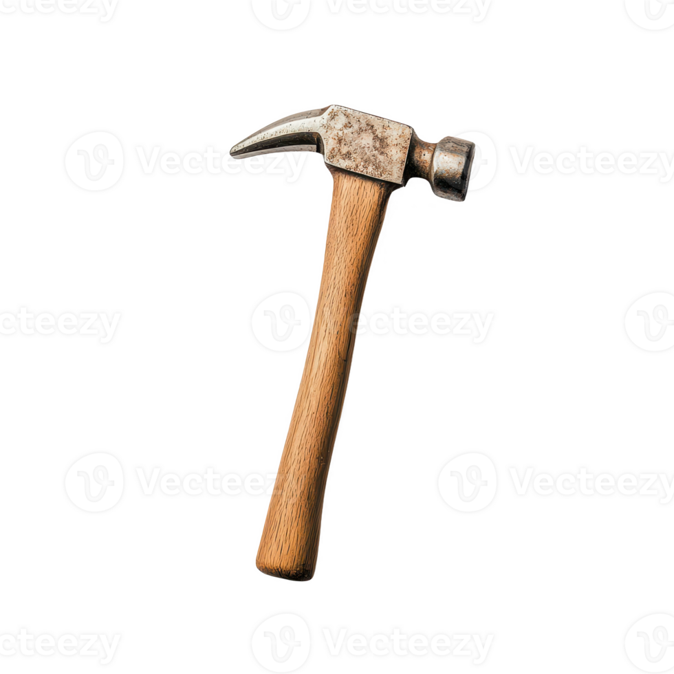 Classic hammer with a wooden handle, ideal for construction and DIY projects. png