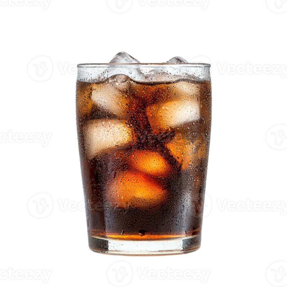 A refreshing glass of cola with ice, perfect for cooling down on a hot day. png