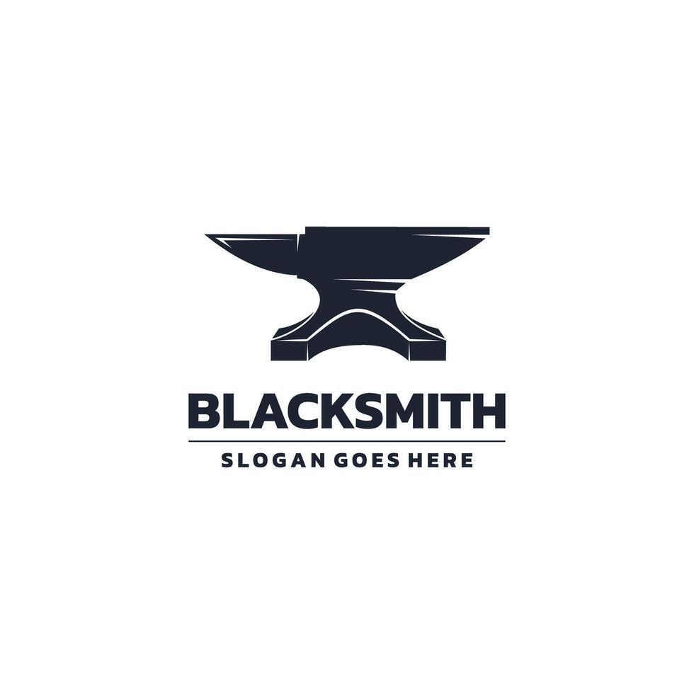 Blacksmith anvil vintage logo design. The basic concept of blacksmithing is simple, very suitable for blacksmiths, logo, illustration, animation, etc. vector