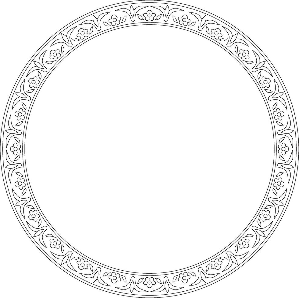 linear contour round Turkish ornament. Ottoman circle, ring, frame. Muslim pattern vector
