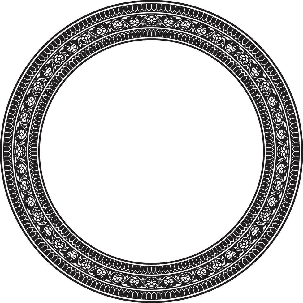 monochrome black round Turkish national ornament. Ottoman border, frame. Ethnic floral circle, ring, Seljuk Turks pattern. Decoration of the Sultan's palaces vector