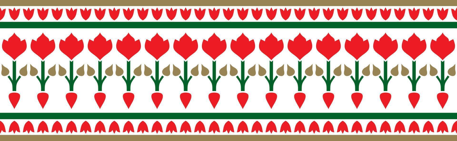 colored endless turkish national ornament. Seamless ottoman border, frame. Ethnic floral pattern of Seljuk Turks vector