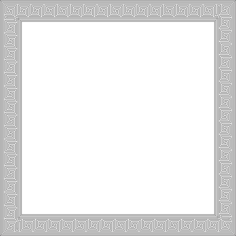 black monochrome classic Greek square outline ornament. Rectangle of Ancient Greece and Roman Empire vector