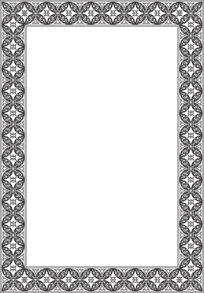 square black contour ancient Russian ornament. Slavic rectangle, border, frame. Painting of the royal chambers vector