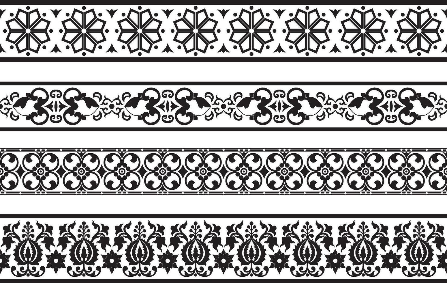 endless black monochrome ancient Russian ornament. Seamless Slavic border, frame. Painting of the royal chambers vector