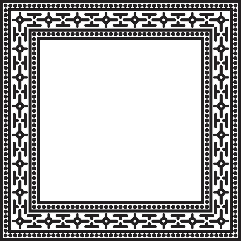 square black monochrome ancient Russian ornament. Slavic rectangle, border, frame. Painting of the royal chambers vector