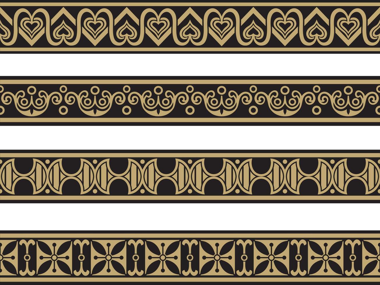 seamless European gold and black ornament. Endless ornament, medieval.Renaissance border. Decorations of palaces and churches. vector