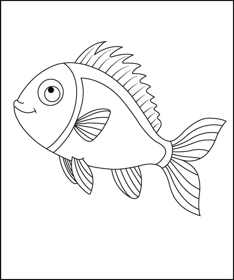 fish coloring page vector
