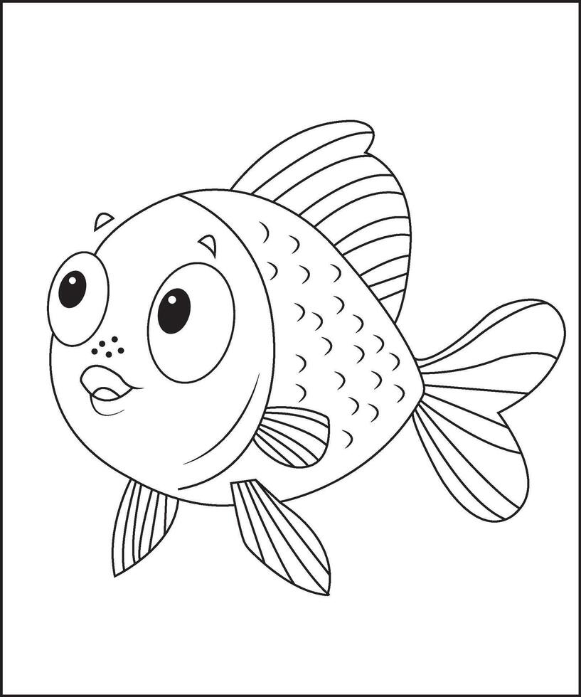 a cartoon fish coloring page for kids and adults vector