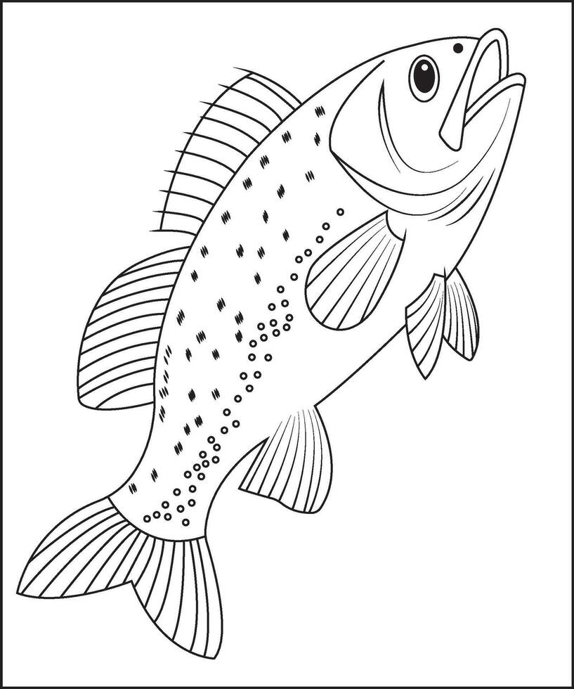fish coloring page for adult and kids vector
