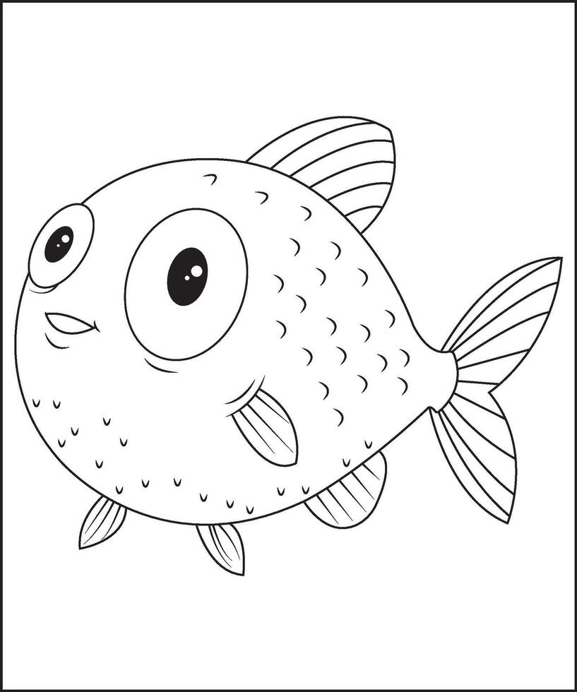 a cartoon fish coloring page for adult vector