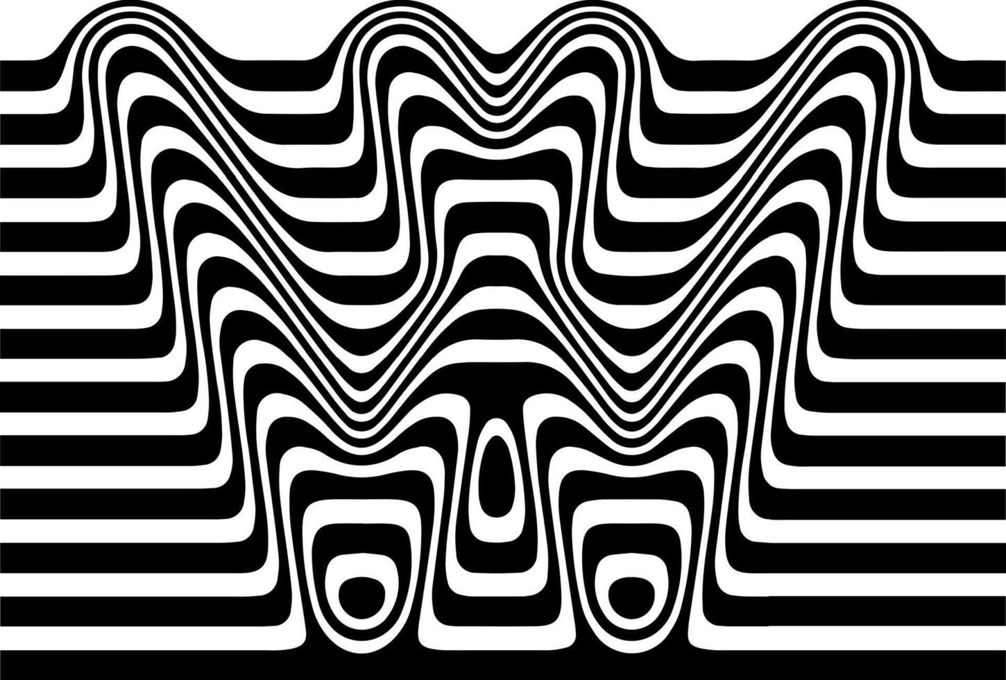 Liquified letter W, 3d striped sign, optical illusion font for opart style logo and monogram. typographic design vector