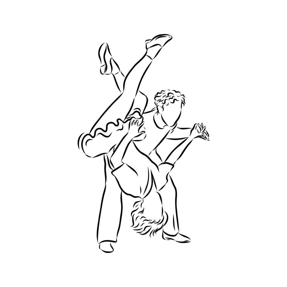 a drawing of a man and woman doing a dance vector