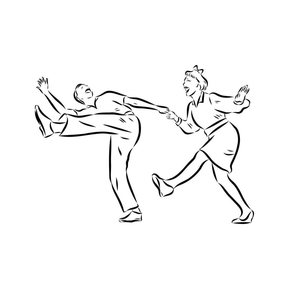 a drawing of two people dancing vector