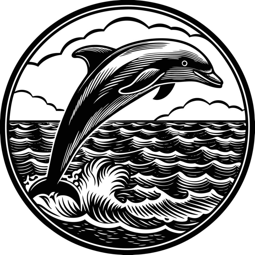 Jumping dolphin silhouette vector