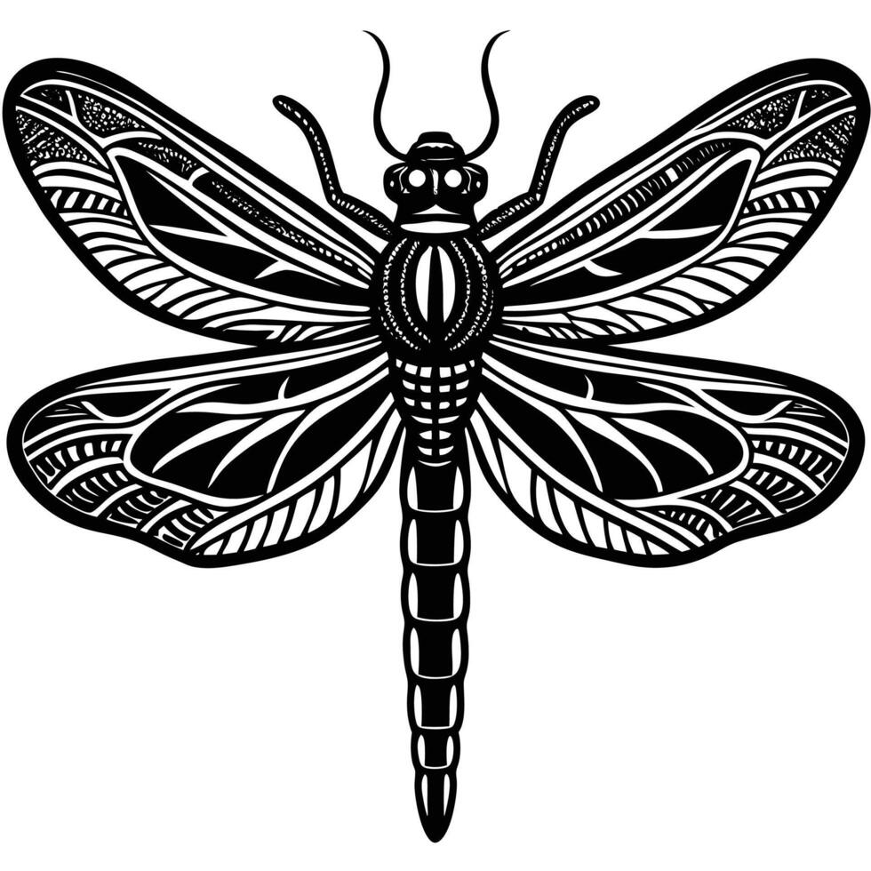 Dragonfly silhouette tattoo vector
