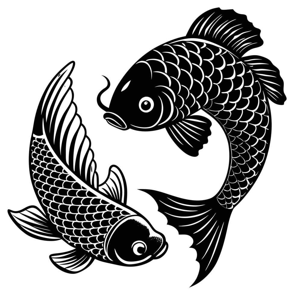 Koi fish silhouette stencil vector