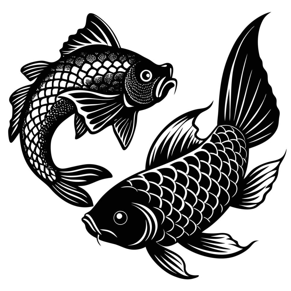 Goldfish silhouette drawing vector