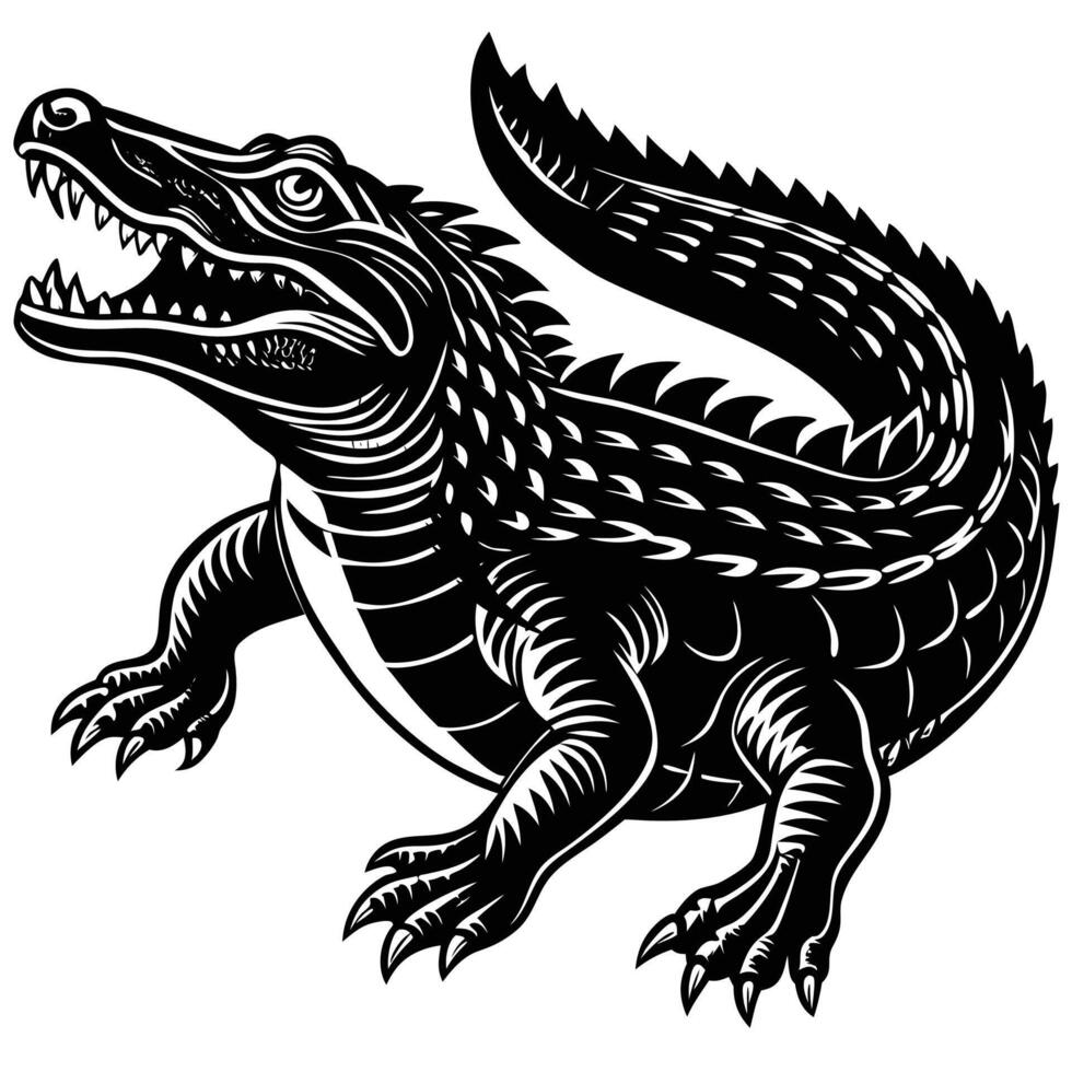 Minimalist crocodile silhouette vector
