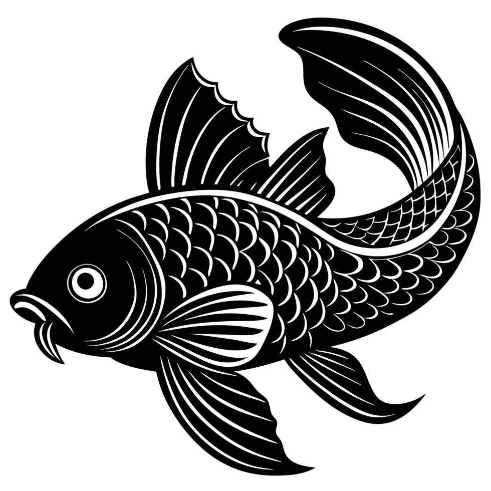 Koi fish silhouette art vector